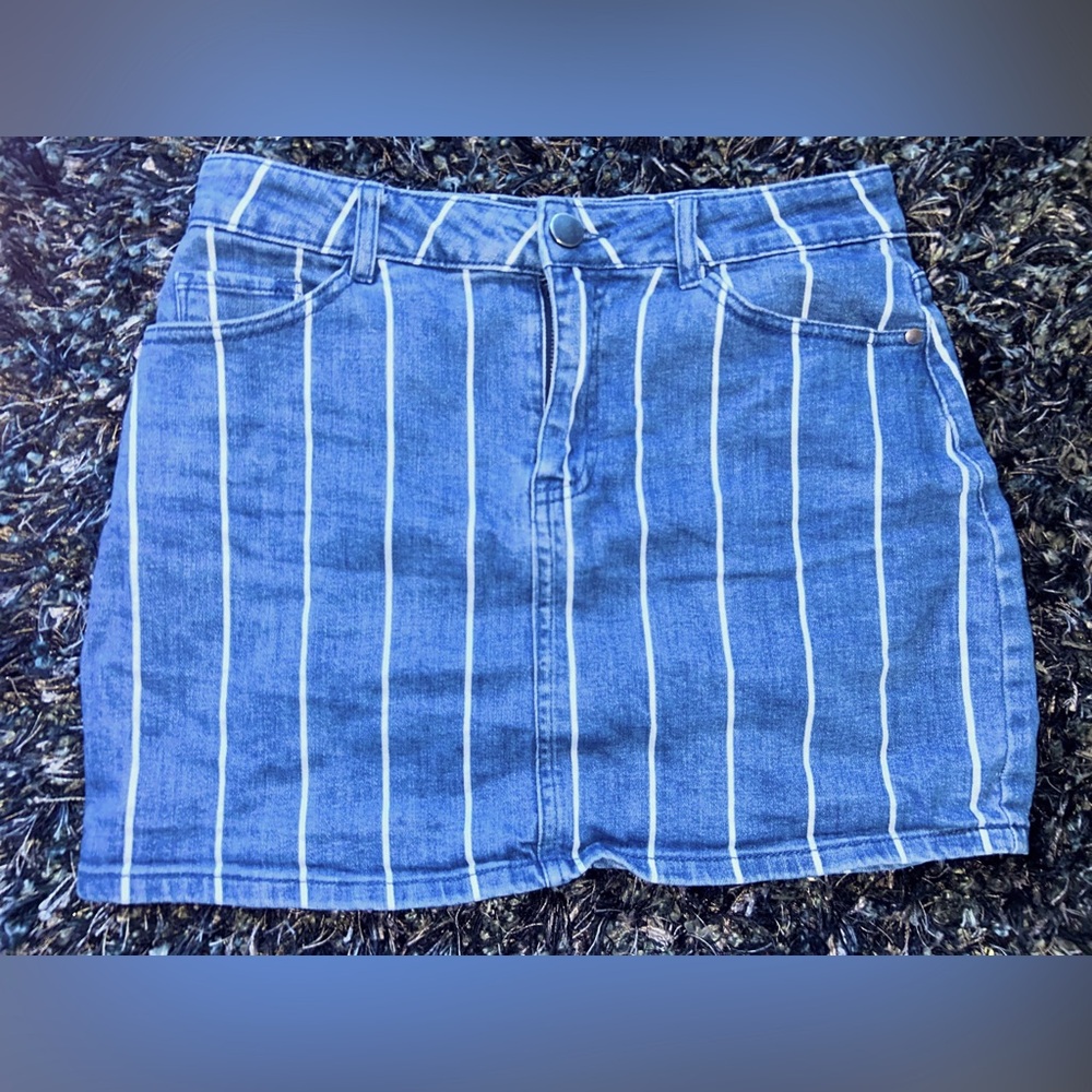 Altar’d state denim pinstripe skirt